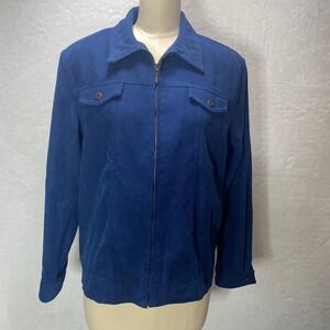 VTG Alfred Drummer Casual Blue Zip Up Jacket Size 14P Lightweight Bomber Style